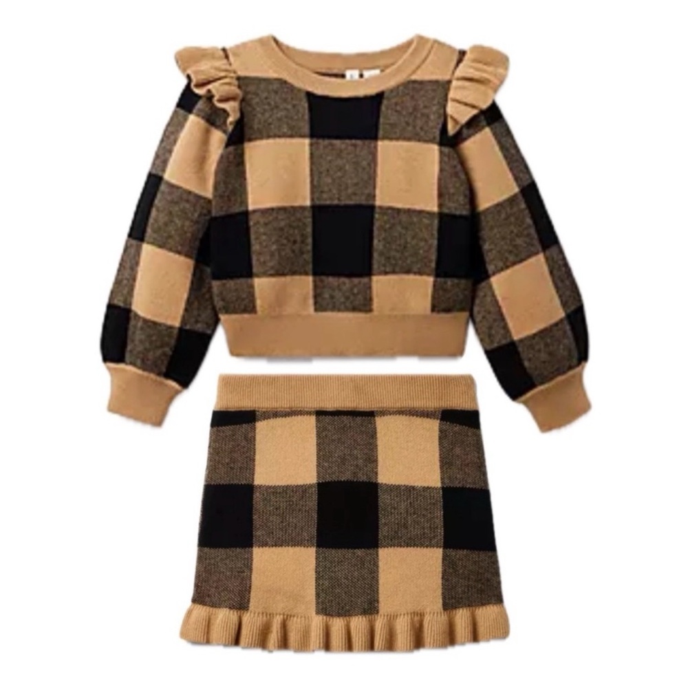 Janie and Jack Black and Tan Kids Matching Set